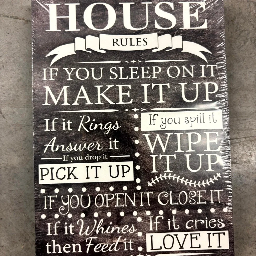 Greenbrier International House Rules Wood Wall Plaque Sign 7.5x5.5 New Farmhouse